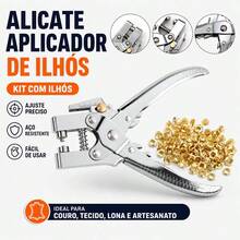Kit Prensa aplicar ilhós Manual Resistente de Ferramenta com 100 Ilhoses,  para Sapatos, Cortinas, Banners, Lona. Furador de Ilhós Tudo em Um - Visão 2
