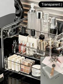 1pc Transparent Desktop Drawer Organizer, Suitable For Organizing Small Items, Perfect For Cosmetics, Makeup Tools And Accessories, Can Categorize Stationery And Daily Necessities, Suitable For Student Dorm, Room Decor, Desktop Storage, Cosmetic Storage, Space Saving - Multicolor - View 9