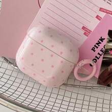 Pink Polka Dot Minimalist Design Earphone Case + Hanging Ring Set, Compatible With Apple Pro 2/ Pro/ 4/ 3/ 2 - Pink Polka Dot + Round Buckle - View 8