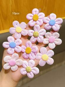 10pcs Pink Floral Hair Clips For Daily Decoration - Multicolor - View 3