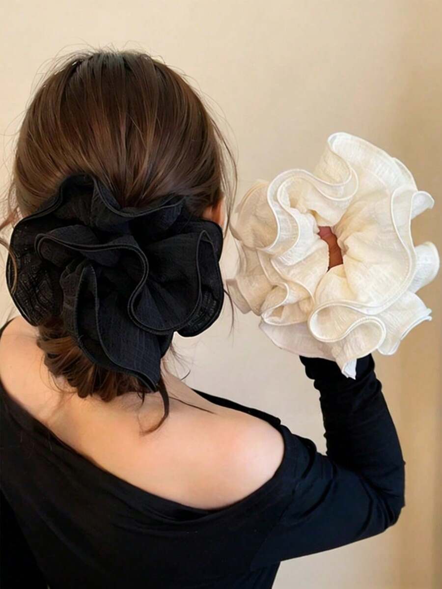 2/1pc Women's Lace Scrunchie, Large Fashionable And Versatile, Suitable For Bathing, Washing Face, And Matching Outfits - Multicolor - View 1