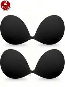 2pcs Nude Invisible Silicone Bra, Natural Lift, Adhesive, Buckle Design, Secure Fit, Women's Lingerie Accessory - Round Cup - View 4