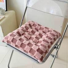 1pc Winter Plush Plaid Seat Cushion, Thickened Non-Slip Chair Pad For Office And Student Chairs, Long-Sitting Cushion - Multicolor - View 11