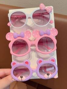 3/6pcs New Cute Bow-Knot Shaped Bear Ear Star Pattern Fashion Glasses For Boys Girls Infants - Multicolor - View 7