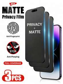 CASECOPS 3PCS Full Coverage Matte Privacy Screen Protector, For IPhone 18 Pro Max/17 Pro Max, Made Of 9H+ Hardness Tempered Glass, Anti-Drop Anti-Collision, Anti-Fingerprint, Anti-Scratch, Compatible Phone Cases - 3PCS - View 8