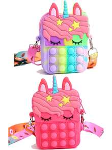 Unicorn Crossbody Purse For Girls, Rainbow Silicone Pop Bubble Sensory Toy Shoulder Bag,Adjustable Strap, Birthday Christmas Party Gift For Kids - Multicolor - View 8