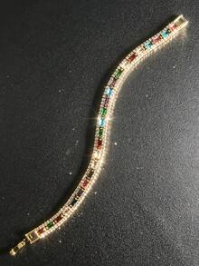 1pc Minimalist Elegant Cubic Zirconia Bracelet Suitable For Women's Daily, Holiday And Party Wear - Gold - View 4