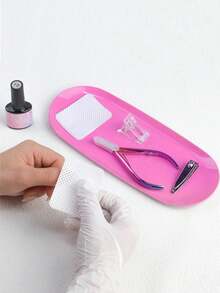 1pc Square Oval Nail Accessory Tool Storage Tray Stainless Steel Plate Nail Decoration Display Tray - Multicolor - View 7