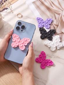 Support de téléphone à ventouse en silicone double face en forme de papillon, lavable, réutilisable, antidérapant, support de doigt auto-adhésif, support adhésif imperméable et sans résidu, convient à la plupart des téléphones, batteries externes et étuis de téléphone, prise solide, idéal pour les selfies et l'enregistrement vidéo, support multifonction ergonomique, convient aux fenêtres de voiture, salles de douche et autres surfaces lisses - Multicolore - Voir 1