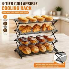 Rejilla de enfriamiento para hornear, rejilla de enfriamiento plegable de 4 capas, herramientas para pasteles, accesorios para hornear, rejilla de secado de galletas y pasteles, adecuada para la cocina, cocina al aire libre, regalos imprescindibles para mujeres. - 4 capas engrosadas - Ver 12