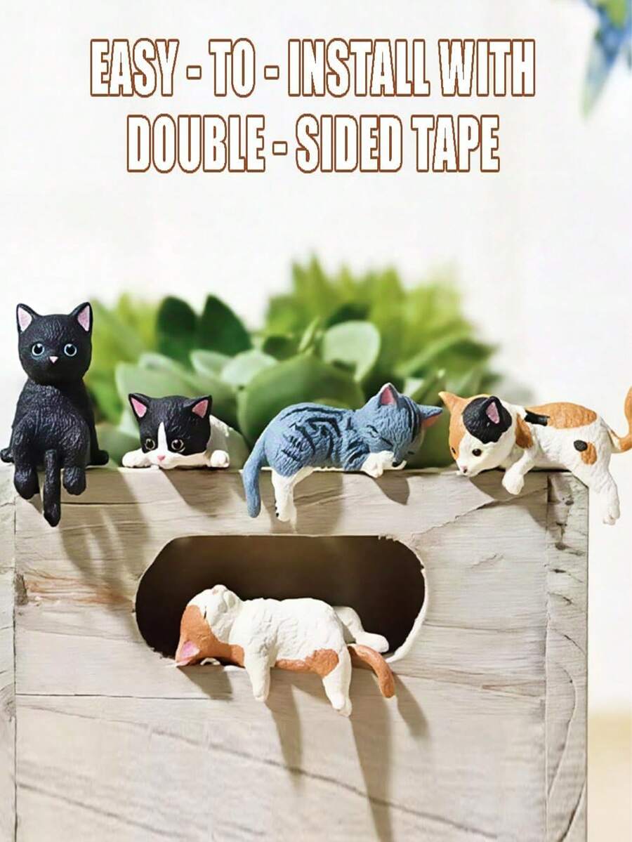Hiasan Dashboard Mobil Kucing Tidur Super Lucu, Dekorasi Layar, Figur Miniatur Tampilan Konsol Tengah Mobil, Dekorasi Kartun Resin untuk Interior Mobil, Meja Komputer, Perlengkapan Kantor, Dekorasi Rumah (Dengan Perekat Dua Sisi) - Patung kucing dari resin - View 1