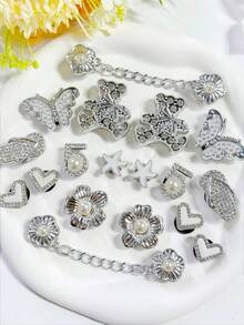 18PCS Gold/Silver Bear Chain Shoe Charms, Fashionable & Versatile, Handmade DIY Craft, Suitable For Sandals, Slippers, Etc., Perfect Gift Choice - Multicolor - View 6