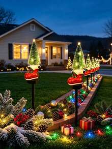 1pc Solar Powered Christmas Boot Stump Light, Outdoor Waterproof LED Pathway Light, Christmas Decorative Ground Light, Suitable For Yard Garden Lawn Holiday Decoration - Multicolor - View 6