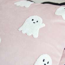 LCUHPCL 1pc Halloween Wavy Ruffle Pink Cute Little Ghost 3D Embroidered Pillow Case, Suitable For Bedroom, Living Room, Sofa, Daily Use, Party And Various Environments - Multicolor - View 9