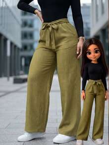 Women Suit Pants - Olive Green - View 7