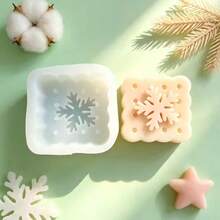 雪花餅乾矽膠模具 DIY 手作蠟燭香氛石膏皂矽膠模具 - 白色 - 查看 1