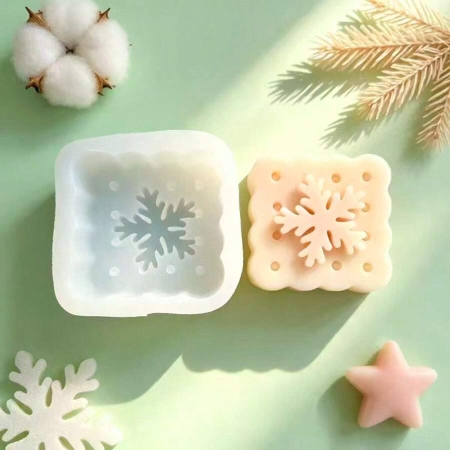 雪花餅乾矽膠模具 DIY 手作蠟燭香氛石膏皂矽膠模具 - 白色 - 查看 1