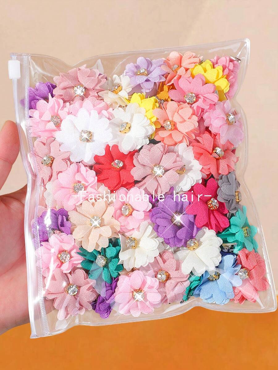 20/10/1pc Girls Multi-Color Cute Pearl Flower Hair Clips Hair Accessories Head Clips Back Clips Side Clips Alligator Hair Clips For Daily Use - Multicolor - View 1