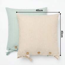 1pc Linen Fabric Bohemian Style Throw Pillow (Includes Pillow Insert), Wooden Horn Button Removable & Washable Square Seat Cushion & Back Cushion & Throw Pillow, Modern Solid Color Striped Outdoor Chair Pad/Back Cushion - Multi-Functional Application Suitable For Outdoor Bench, Sofa, Office, Home, Student Dormitory And Restaurant - Apricot - View 8