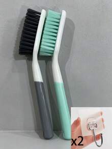 Long Handle Cleaning Brush + Hook, Stiff Bristle Brush, Suitable For Washing Clothes And Shoes, Multi-Function Gap Cleaning Brush, Home Helper - A - View 9