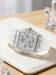 GUESS Men's Transparent Barrel-Shaped Multi-Function Quartz Watch With Silicone Strap GW0203G1 - one-size - View 2