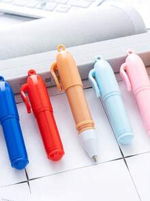 12pcs Random Color Cute Cartoon Mini Ballpoint Pens/Notebook Set - Mini Perforated Ballpoint Pens With Bead Chain Pendant, Perfect For Party Favors, School, Office, Classroom Prizes, Birthday Gifts, Delightful Multi-Color Stationery Pen Set, Multi-Color Short Ballpoint Pens With DIY Chain, Plastic Ballpoint Pens, Portable Pocket Pens For Office And Students - Multicolor - View 1