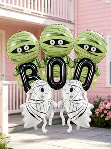10 Adorable "BOO" Letter-Shaped Mummy Ghost Balloons, Helium-Fillable Decorative Balloons, Perfect For Halloween, Day Of The Dead, Children's Birthdays, Indoor And Outdoor Family Parties, And Store Window Displays - A - View 1