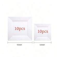 25/50 Pcs White Square Plates Set, 9.5/6.5 Inch Serving Trays For Everyday Dining & Autumn Festivities, Classic Dinnerware For Family Cooking And Entertaining, Ideal For Halloween Christmas & Thanksgiving - White - View 15