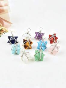 Merkaba Six-Pointed Star Natural Crystal Pendant Necklace, Meditation Healing Crystal Charm, Unisex Versatile - Merkaba Pendant - View 5