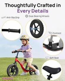 Kids Balance Bikes - Red - View 4