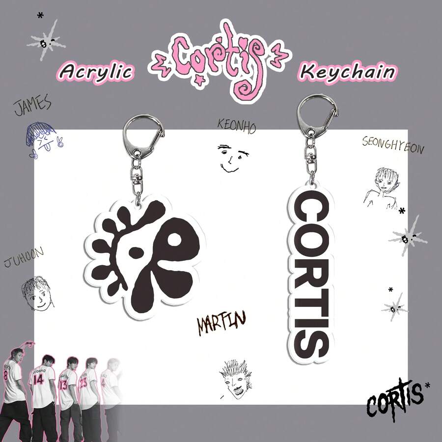 1Pc C/ORTIS K-Pop Team Logo Acrylic Keychain, Clear Printed Group Logo Bag Hanging Charm, Key Ring Accessory, Fan Collectible Merch, Perfect Present For K‑Pop Lovers - Multicolor - View 1