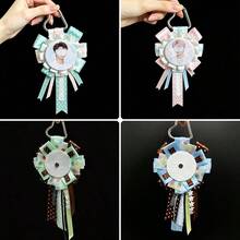 1pc Badge Decorated Flower Brooch Pin Keychain, Bag Charm Pendant, Ita Bag Decoration Accessory, Ribbon Lace Badge Display Accessory, Idol Decoration, Gift Accessory, Handmade Bow, Collectible Ribbon Fabric, Support Memorial Theme Festival Decoration Pendant - A - View 11