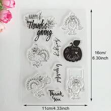 Thanksgiving Fall Autumn Themed Clear Silicone Stamps, Pumpkin Mushroom Wreath Text Pattern Transparent Rubber Seal For Journaling Scrapbooking Card Making DIY Craft Decoration - Gratitude - View 17