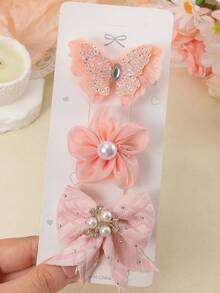 863pcs Shiny Plush Girls Hair Accessories Set, Including Sequin Butterfly Plush Hair Clips, Starfish/Bow/Flower Hair Clips, Star Snap Clips, Mini Claw Clips, Rabbit/Butterfly Hair Ties, Bamboo Joint Towel Ring Ruffled Elastic Hair Bands And TPU Rubber Bands, Suitable For Daily, Party, Travel Use - Multicolor - View 9