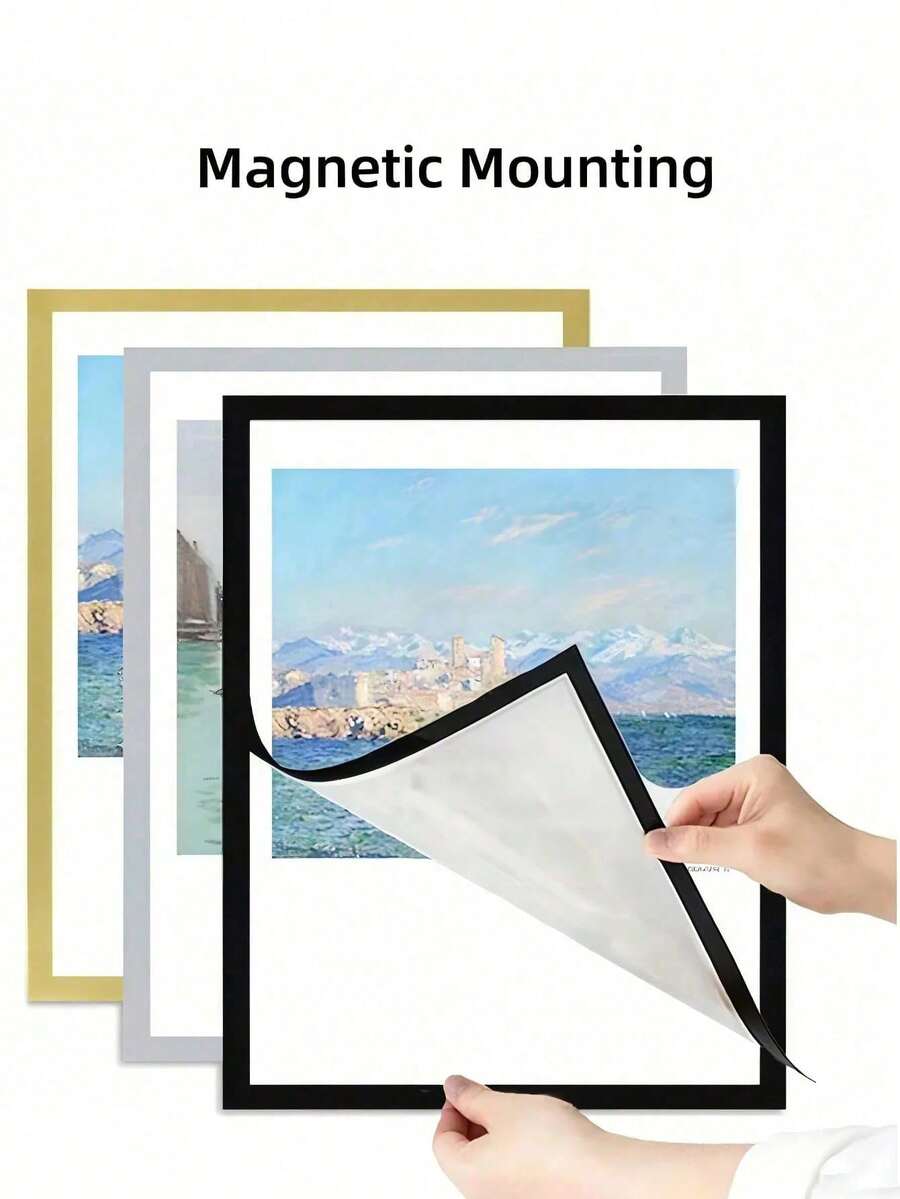 10Pcs A4, Black Photo Frame (Lightweight Magnetic Frame, Non-Wooden) Minimalist Style Lightweight Material, Suitable For Wall Decoration In Bedrooms, Studies, Hallways, Etc., A4 Document Frame