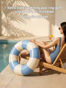 1pc Plaid Pattern Inflatable Swim Ring Pool Float Adult Inflatable Pool Swim Ring Suitable For Summer Water Sports, Pool Party, Beach Party, Swimming Pool, Beach, Summer Vacation Swim Ring - Swim Ring - View 3