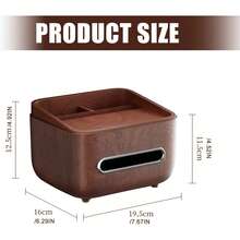 Multifunctional Wood Grain Tissue Box Holder With Storage Compartments, Desktop Tissue Dispenser, Remote Control Holder, Bedroom Living Room Bedside Table Coffee Table Countertop Home Storage Decor - Multicolor - View 3