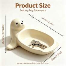 1pc Cute Bear Shaped Small Decorative Tray, White Ocean Animal Key Storage Dish, Cartoon Bear Shaped Jewelry Coin Storage Rack, Entryway Desktop Decor Storage Organizer Home Accessory - White - View 6