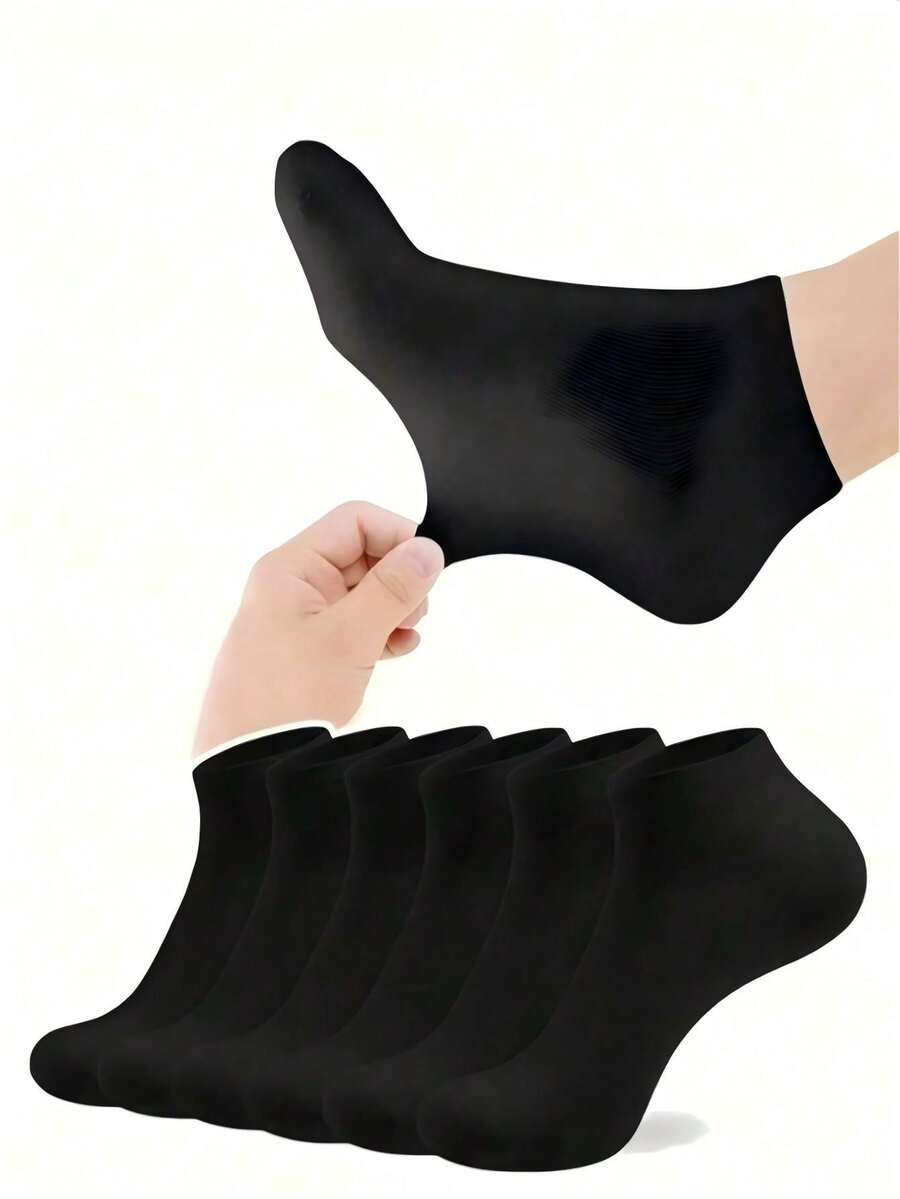 1/5/10/15/20 Pairs Men's Short Socks, Casual Sports Hiking Running Fitness Socks, Sweat-Absorbent, Odor-Resistant, Non-Slip, Durable Boat Socks, Student Ankle Socks, Disposable Socks, - Black - View 1