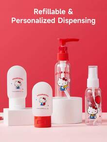 MINISO Sanrio Hello Kitty 4-Piece Travel Refillable Bottle Set, Portable Flip-Top Cosmetic Dispenser Bottles, Leak-Proof Empty Travel Bottles, Suitable For Lotion, Shampoo And Travel Cosmetic Samples - 4 Pieces - View 1