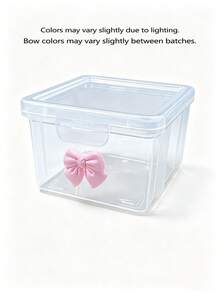 1 pieza Caja de almacenamiento de accesorios para el cabello transparente con decoración de lazo, adecuada para la decoración de la guardería y la decoración de la habitación de los niños - Multicolor - Ver 8