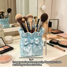 Satin Fabric Bag-Style Bowknot Girl Storage Box Printed Silk Jewelry Box Vase Makeup Desktop Pen Holder Brush Holder - Multicolor - View 6