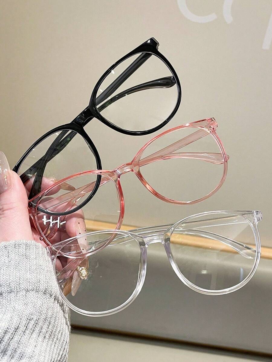 3pcs/1pc Fashion Glasses, Transparent Lenses, Unisex, Black, Pink And Clear Frames, Eye Protection Fashion Style