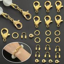 50pcs DIY Jewelry Clasp Parts Assortment Including Lobster Clasp, U-Shaped Clasp, Jump Ring, Positioning Clasp, Suitable For DIY Necklace, Bracelet, Anklet, Chain End Connector, Bag Pendant, Spring Clasp, Horseshoe-Shaped Closure Clasp, DIY Jewelry Making Materials - Lobster Claw Clasp & U-shape Clasp & Jump Ring & Positioning Clasp - View 9