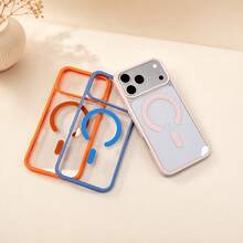 Phone Case: Compatible With New 18 17 16 15 14 13 Pro Max Series, Wireless Charging Compatible, Colored Edges, Transparent Minimalist Back, Shockproof And Anti-Drop, Protects Your Phone. - White - View 12