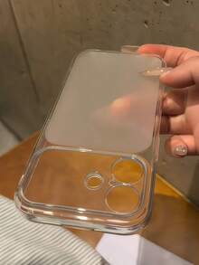 Minimalistiskt transparent glansigt mobilskal med kameraskydd, kompatibelt med 17 ProMax, 17Pro, 17, 16 ProMax, 15, 14, 13 Pro Max, matt transparent baksida - Genomskinlig - Visa 2