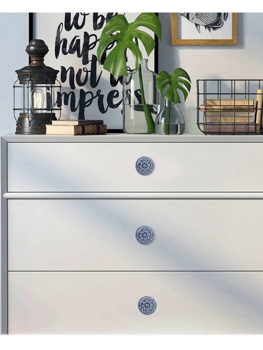 1/2/4/6/8/10/12/15/20pcs 1-2/5 Inch Ceramic Cabinet Knobs, Suitable For Drawers, Dressers, Round Dresser Knobs, Drawer Knobs, Home Furniture Decor Ceramic Knobs, Includes Screws