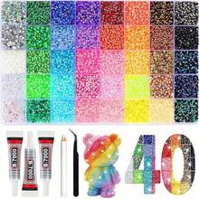 40pcs Jelly Resin Rhinestone Set, Shiny Decorative Rhinestones DIY Craft Materials, Multi-Color Resin Set, Suitable For Hats, Water Cup Rhinestone Decoration, Jewelry Making, Holiday And Daily Party Decoration - 3mm - View 1