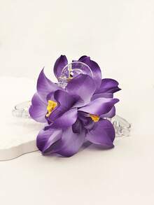Women's Hair Accessory Spring Summer Bohemian Style Pink Blue Purple Fuchsia Dual Artificial Orchid Hair Claw Clip Back Of Head Hair Clip - Multicolor - View 7
