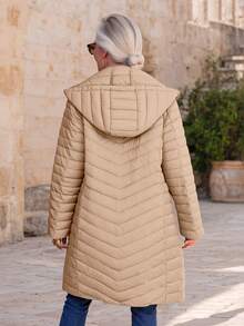 Giolshon Women's Long Overcoat For Fall & Winter - Lightweight & With Pockets For Casual Comfortable Daily Wear - Apricot - View 2